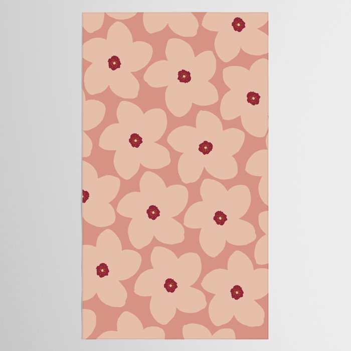 Terracotta Pink Retro Flower Tablecloth Gallery Image 2