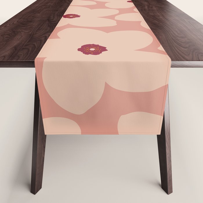 Terracotta Pink Retro Flower Table Runner Gallery Image 1