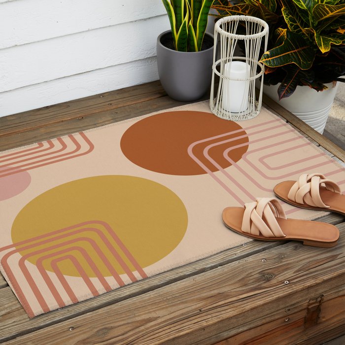 Modern Desert Abstract Shapes and Lines Outdoor Rug Gallery Image 2