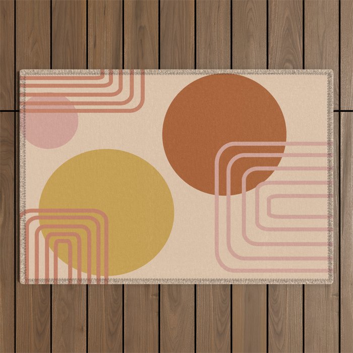 Modern Desert Abstract Shapes and Lines Outdoor Rug Gallery Image 1