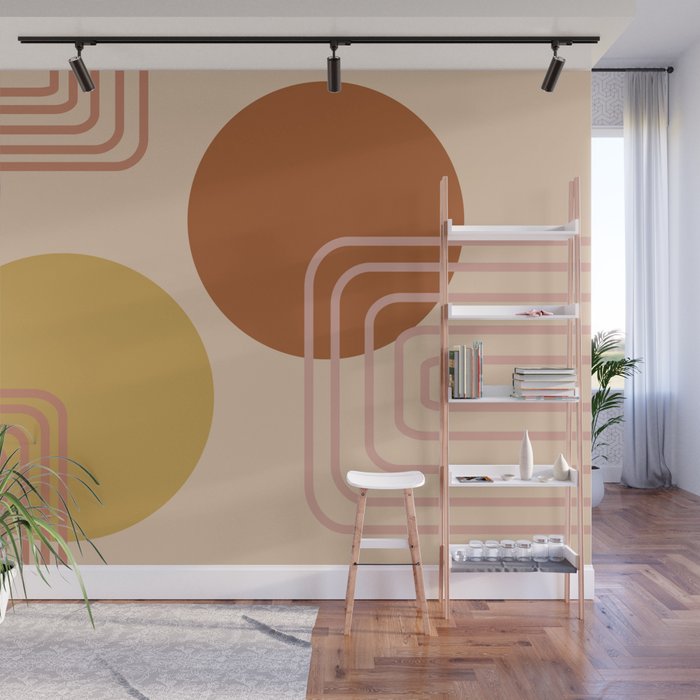 Modern Desert Abstract Shapes and Lines Wall Mural Gallery Image 1