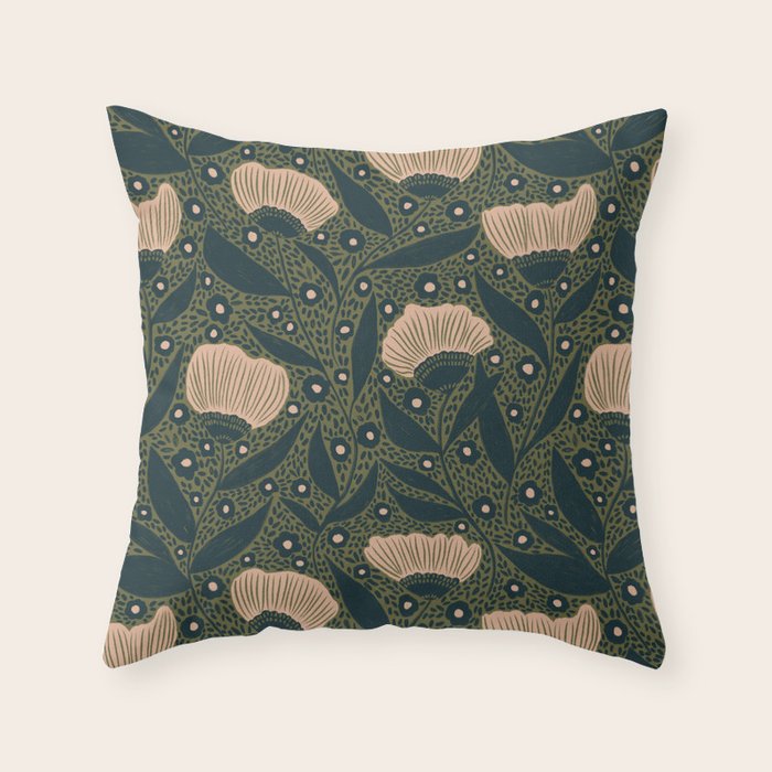 Pretty hand drawn floral pattern Throw Pillow Gallery Image 6