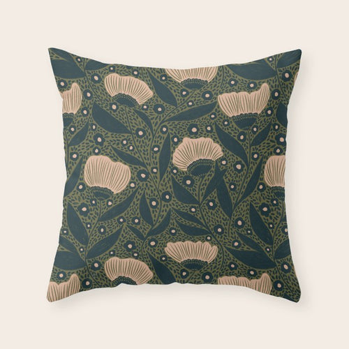 Pretty Hand Drawn Floral Pattern Throw Pillow