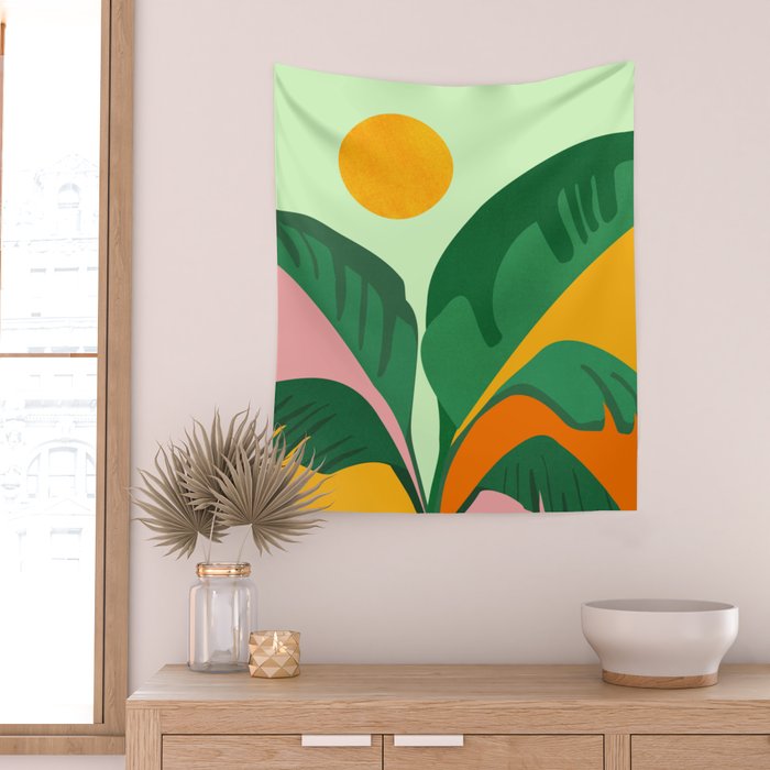 Things Are Looking Up / Tropical Greenery Wall Tapestry Gallery Image 2