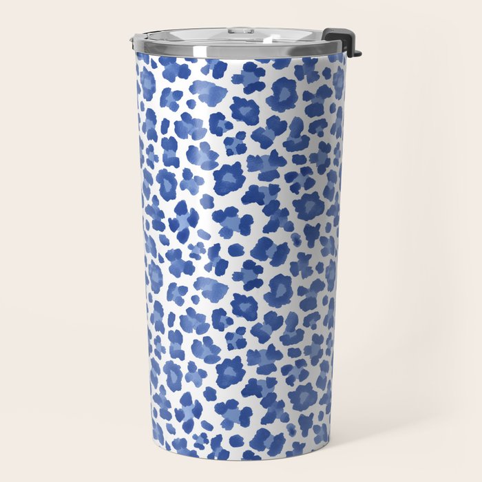 Blue Leopard Print Travel Mug Gallery Image 2