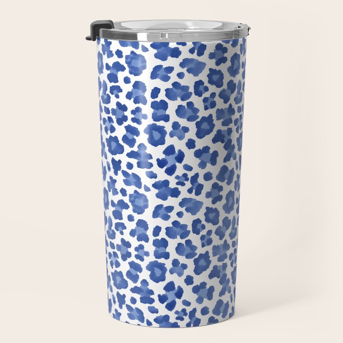Blue Leopard Print Travel Mug Gallery Image 3
