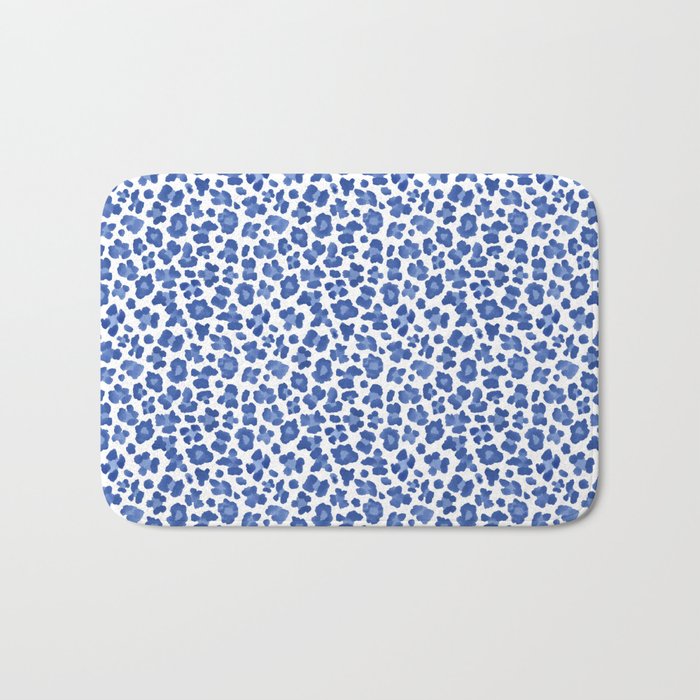 Blue Leopard Print Bath Mat Gallery Image 1