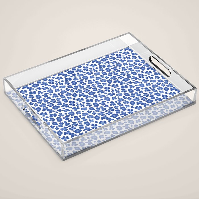 Blue Leopard Print Acrylic Tray Gallery Image 1