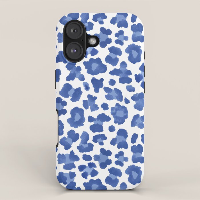 Blue Leopard Print iPhone Case Gallery Image 1