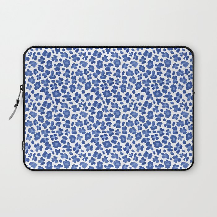 Blue Leopard Print Laptop Sleeve Gallery Image 1