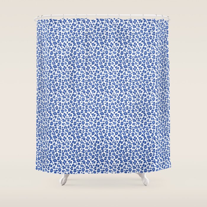 Blue Leopard Print Shower Curtain Gallery Image 1