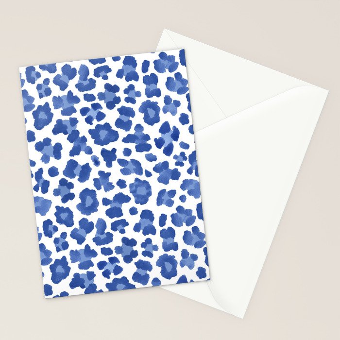 Blue Leopard Print Stationery Card Gallery Image 2