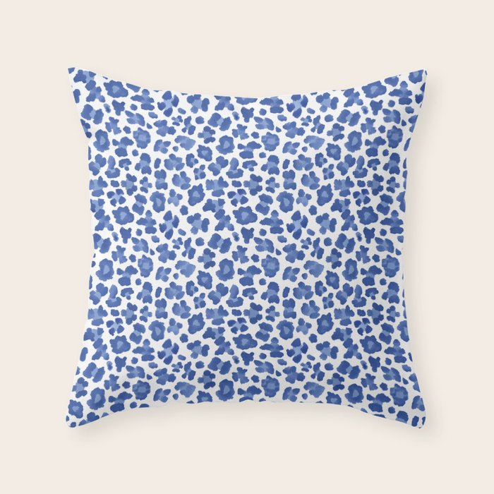 Blue Leopard Print Throw Pillow Gallery Image 6