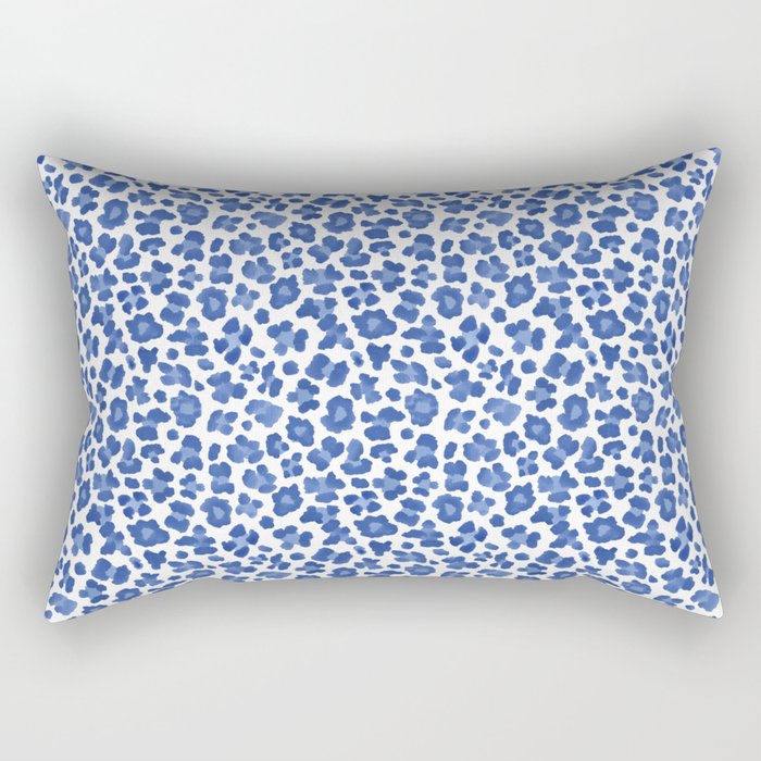Blue Leopard Print Rectangular Pillow Gallery Image 2