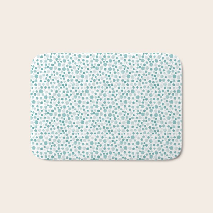 Mint Watercolor Dots - Aqua, Teal, Mint, Blue Bath Mat Gallery Image 1