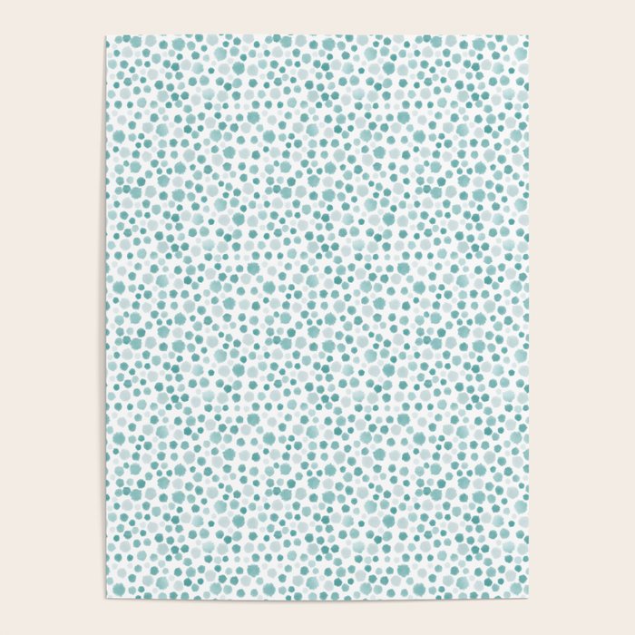 Mint Watercolor Dots - Aqua, Teal, Mint, Blue Poster Gallery Image 4