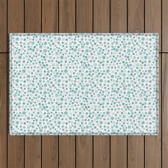 Mint Watercolor Dots - Aqua, Teal, Mint, Blue Outdoor Rug Gallery Image 1