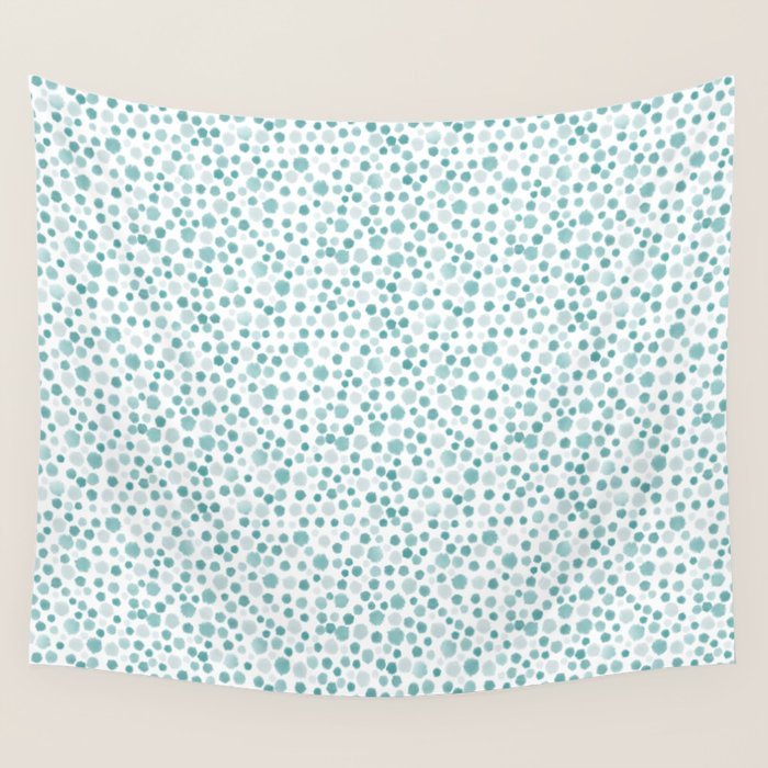 Mint Watercolor Dots - Aqua, Teal, Mint, Blue Wall Tapestry Gallery Image 1
