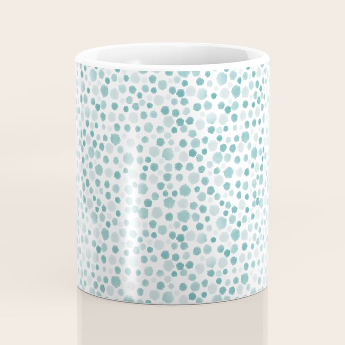 Mint Watercolor Dots - Aqua, Teal, Mint, Blue Coffee Mug Gallery Image 4