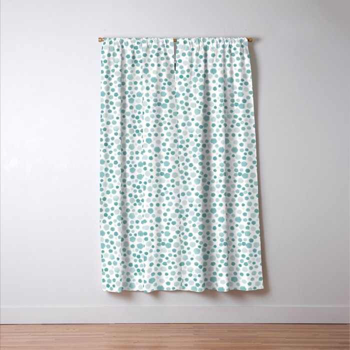 Mint Watercolor Dots - Aqua, Teal, Mint, Blue Window Curtain Gallery Image 3