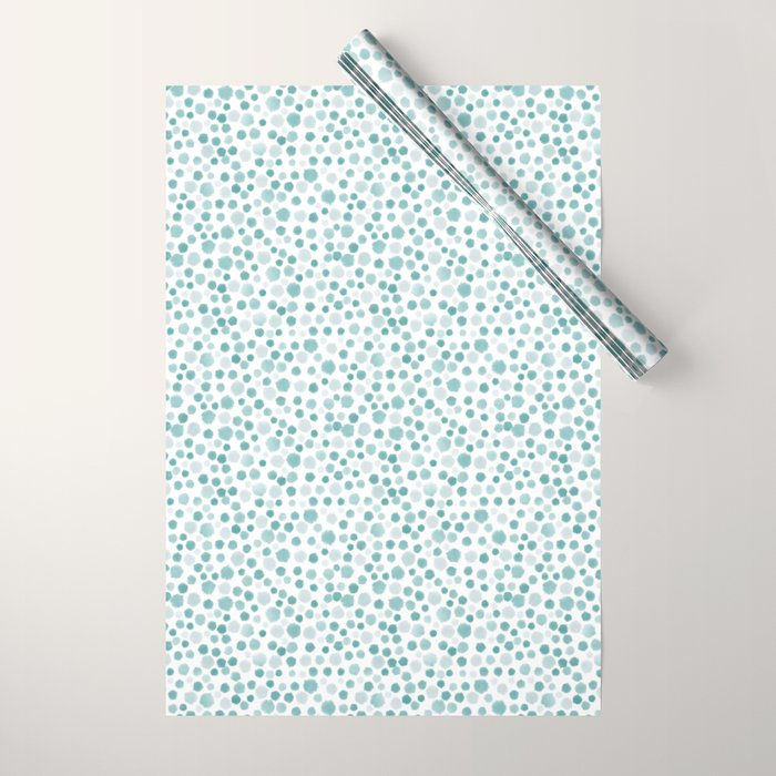Mint Watercolor Dots - Aqua, Teal, Mint, Blue Wrapping Paper Gallery Image 1
