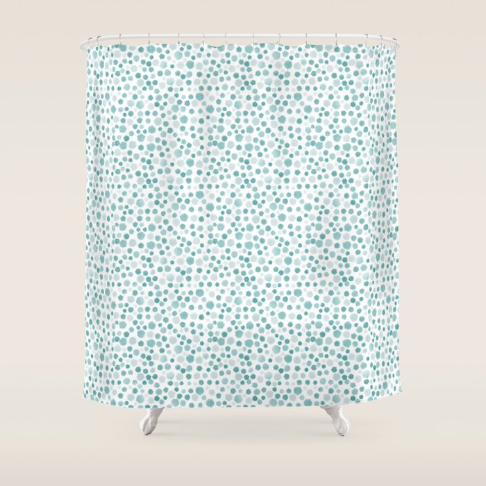 Mint Watercolor Dots - Aqua, Teal, Mint, Blue Shower Curtain Gallery Image 1