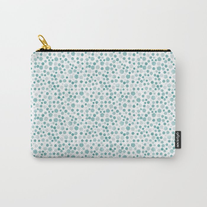 Mint Watercolor Dots - Aqua, Teal, Mint, Blue Carry All Pouch Gallery Image 1