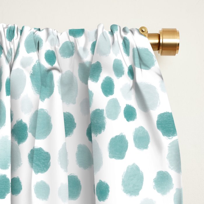 Mint Watercolor Dots - Aqua, Teal, Mint, Blue Window Curtain Gallery Image 2