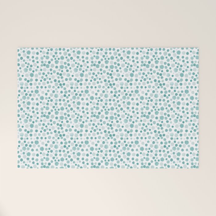 Mint Watercolor Dots - Aqua, Teal, Mint, Blue Welcome Mat Gallery Image 1