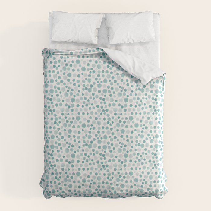 Mint Watercolor Dots - Aqua, Teal, Mint, Blue Duvet Cover Gallery Image 6