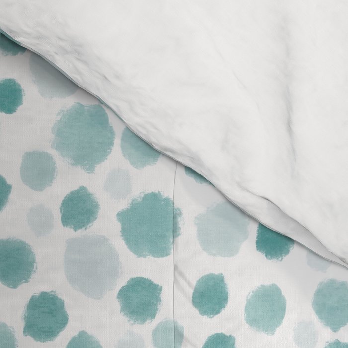 Mint Watercolor Dots - Aqua, Teal, Mint, Blue Comforter Gallery Image 4