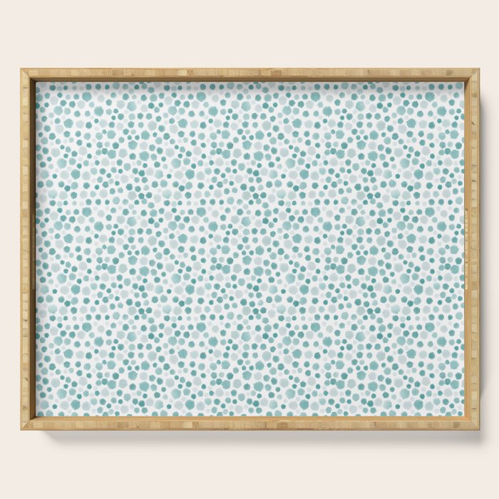 Mint Watercolor Dots - Aqua, Teal, Mint, Blue Serving Tray Gallery Image 1