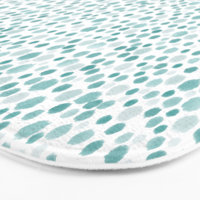 Mint Watercolor Dots - Aqua, Teal, Mint, Blue Bath Mat Gallery Image 3