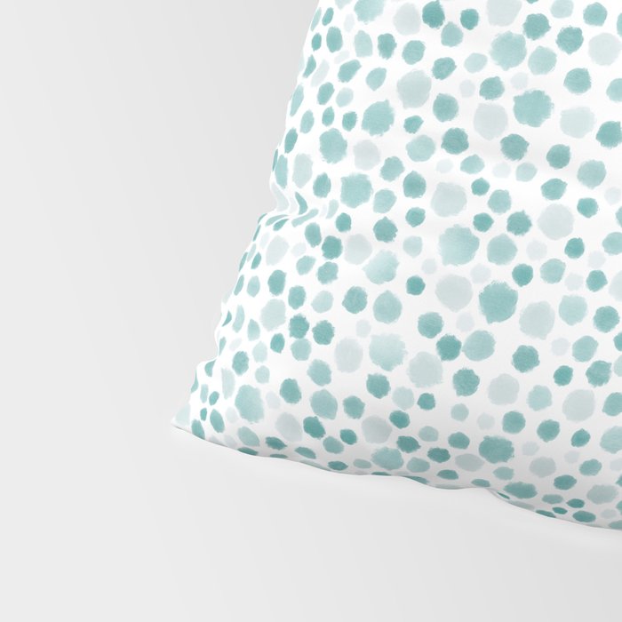 Mint Watercolor Dots - Aqua, Teal, Mint, Blue Pillow Sham Gallery Image 4