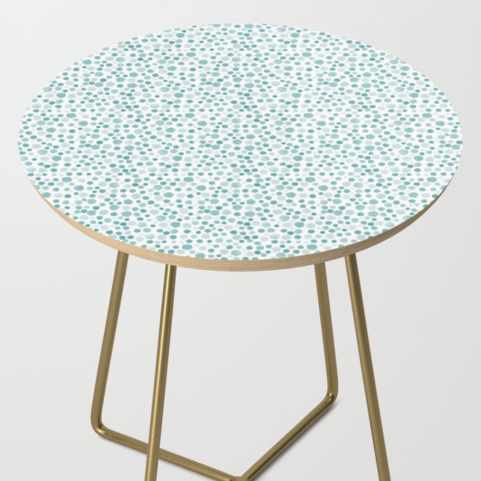 Mint Watercolor Dots - Aqua, Teal, Mint, Blue Side Table Gallery Image 2