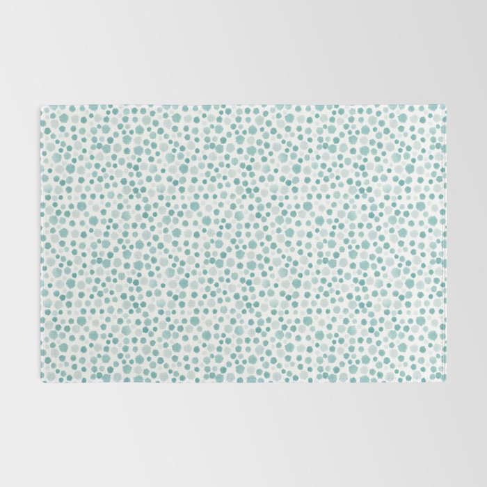 Mint Watercolor Dots - Aqua, Teal, Mint, Blue Rug Gallery Image 2
