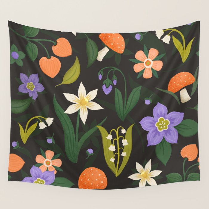 Woodland Wildflowers Wall Tapestry Gallery Image 1