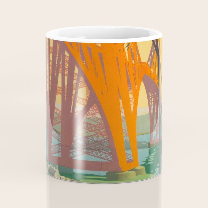 Mid Century Colorful Travel Posters Forth Bridge British Railways Coffee Mug Gallery Image 4