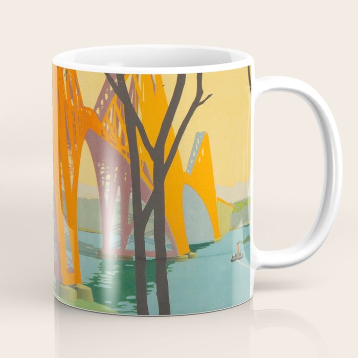 Mid Century Colorful Travel Posters Forth Bridge British Railways Coffee Mug Gallery Image 1