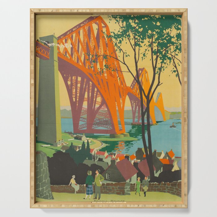 Mid Century Colorful Travel Posters Forth Bridge British Railways Serving Tray Gallery Image 1