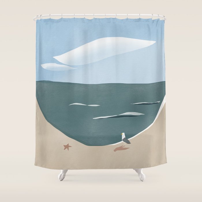Seagull and starfish Shower Curtain Gallery Image 1
