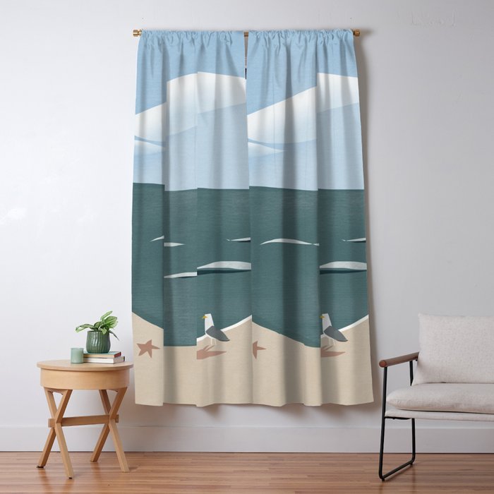 Seagull and starfish Window Curtain Gallery Image 1