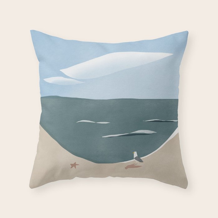 Seagull and starfish Throw Pillow Gallery Image 6