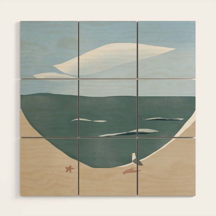 Seagull and starfish Wood Wall Art Gallery Image 1