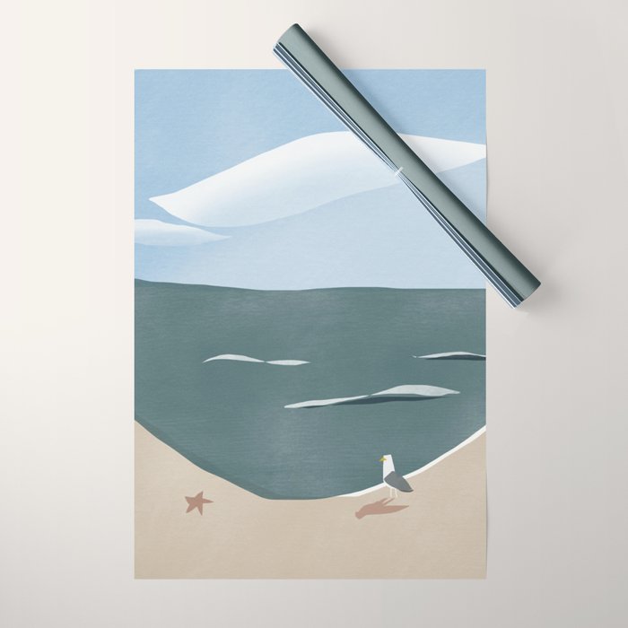 Seagull and starfish Wrapping Paper Gallery Image 1