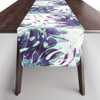 Abstract leaf monstera violet Table Runner Gallery Image 1