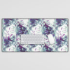 Abstract leaf monstera violet Desk Mat Gallery Image 1