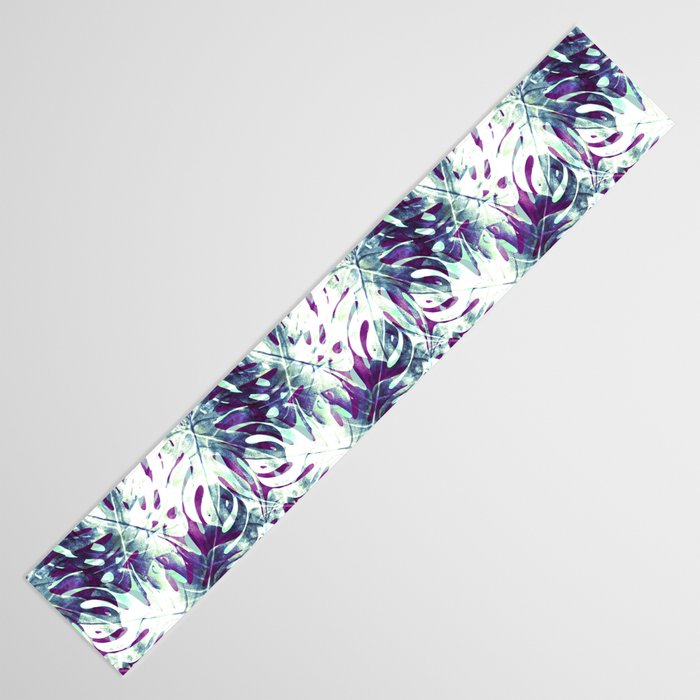 Abstract leaf monstera violet Table Runner Gallery Image 3