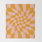 Wavy Check - Orange And Pink - Checkerboard Pattern Print Throw Blanket Gallery Image 2