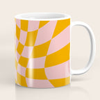 Wavy Check - Orange And Pink - Checkerboard Pattern Print Coffee Mug Gallery Image 1